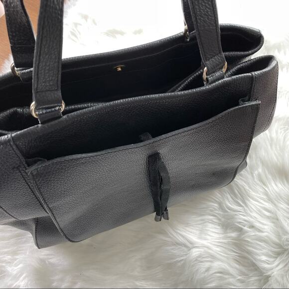 Dimoni By Julio Black Pebbled Leather Maestre S.L Triple Compartment Satchel Bag - Picture 5 of 7